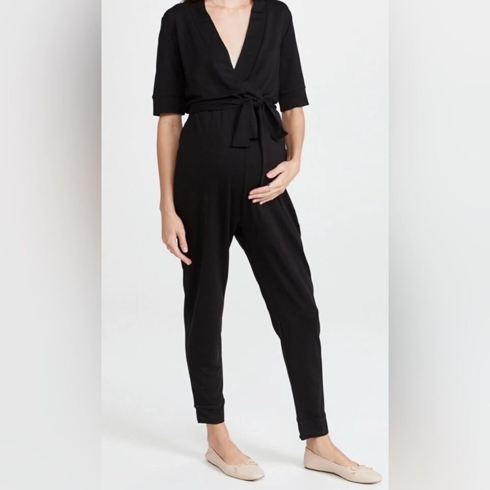 Hatch 1 Womens S/M Black Wrap Nursing Comfort Tencel Jumpsuit Pockets‎ Maternity